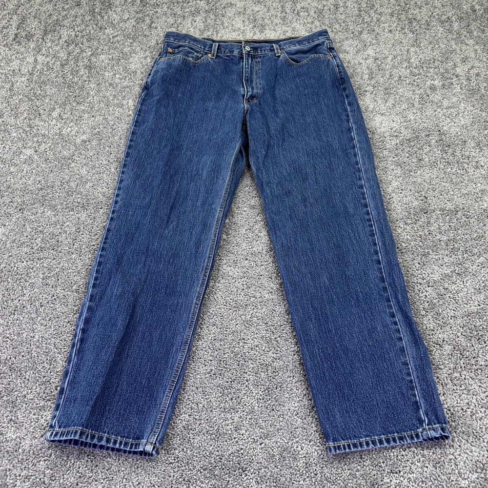 Levis 550 Jeans Mens 38x32 Blue Relaxed Straight Denim Medium Wash Logo Casual
